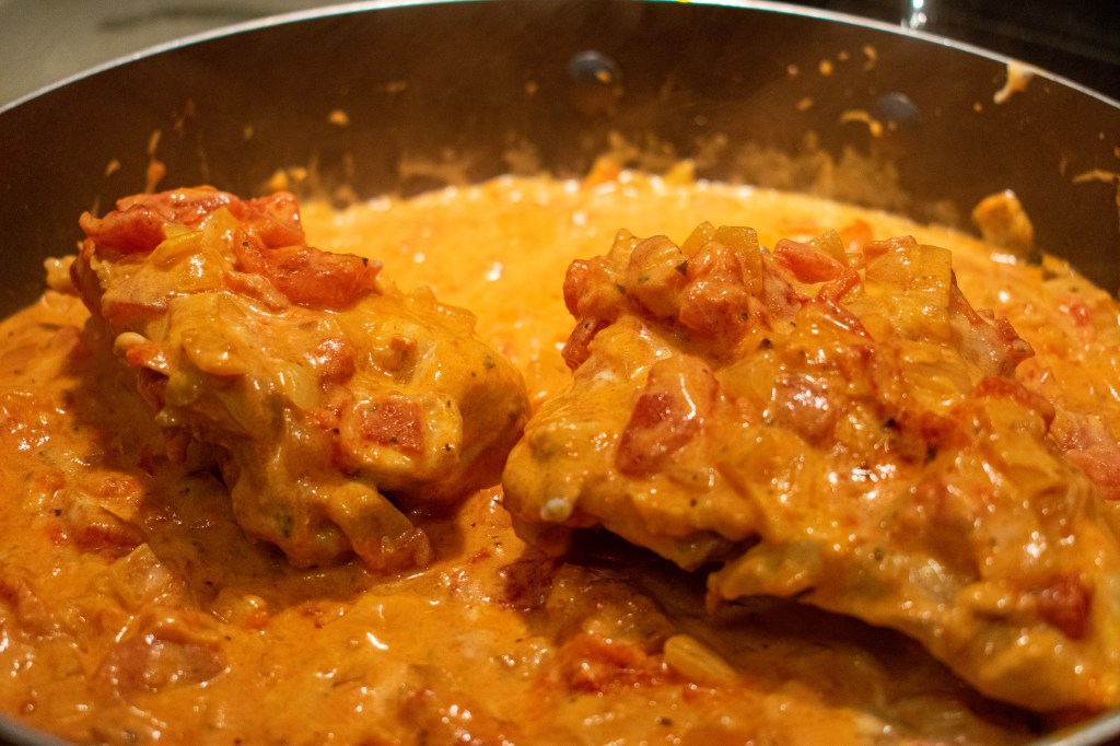 Chicken paprikash with spaetzle
