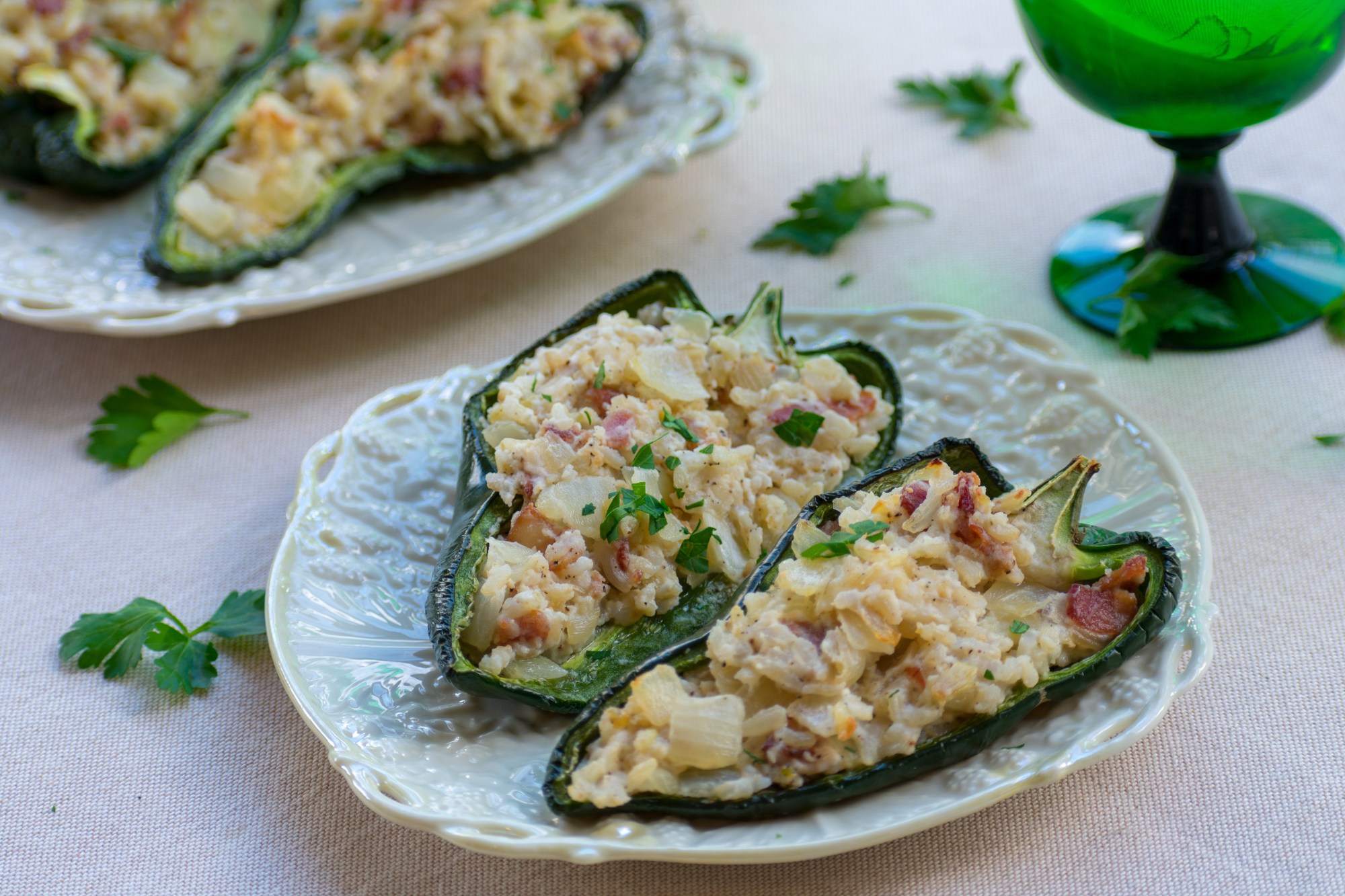 Bacon Cream Cheese Stuffed Poblano Peppers
