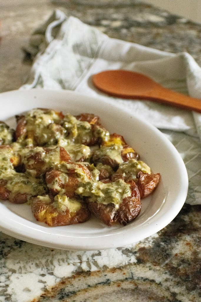 Caper Mustard Smashed Potatoes